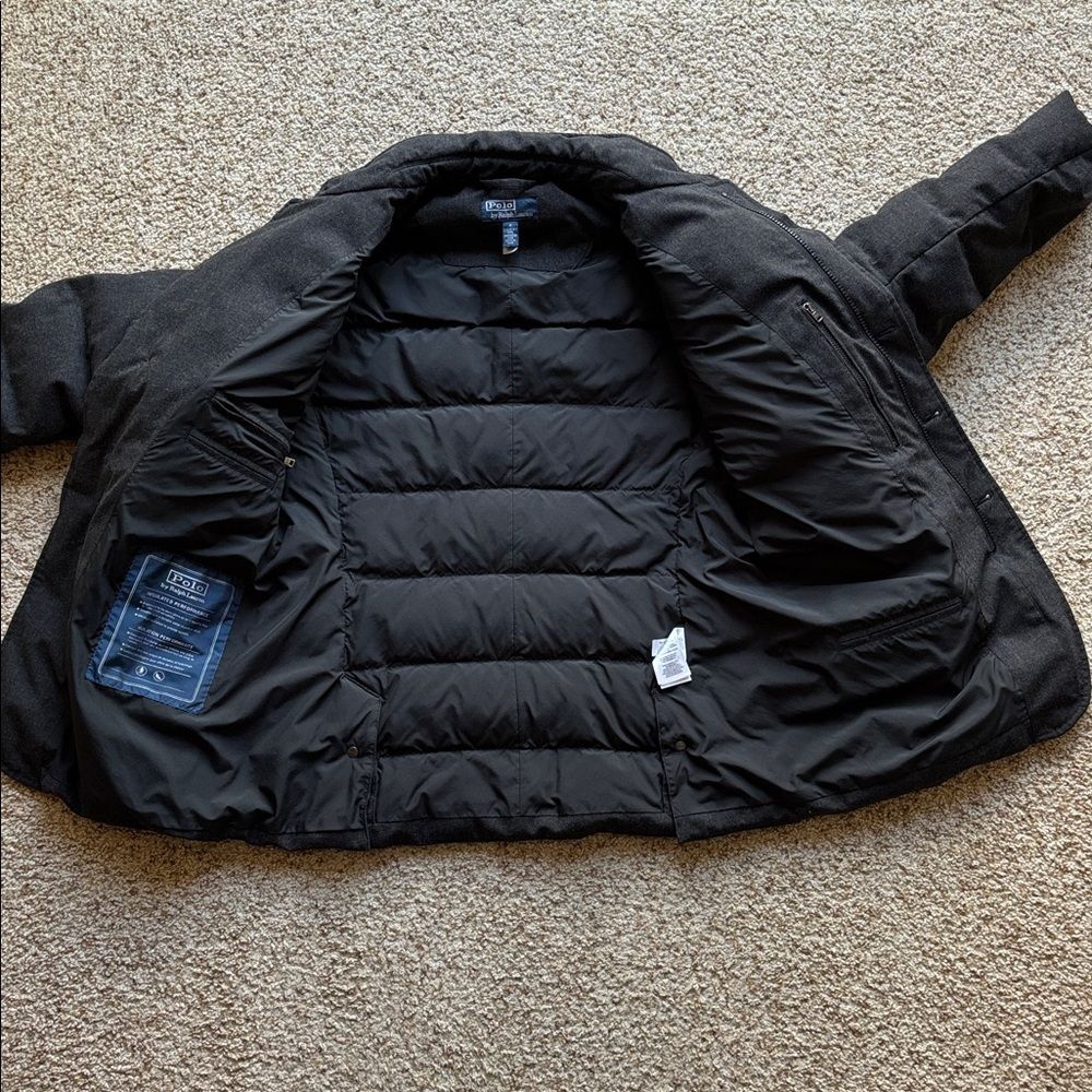 Polo Ralph Lauren Gray Wool Down Insulated Quilted Puffer Blazer Jacket M - Picture 6 of 16